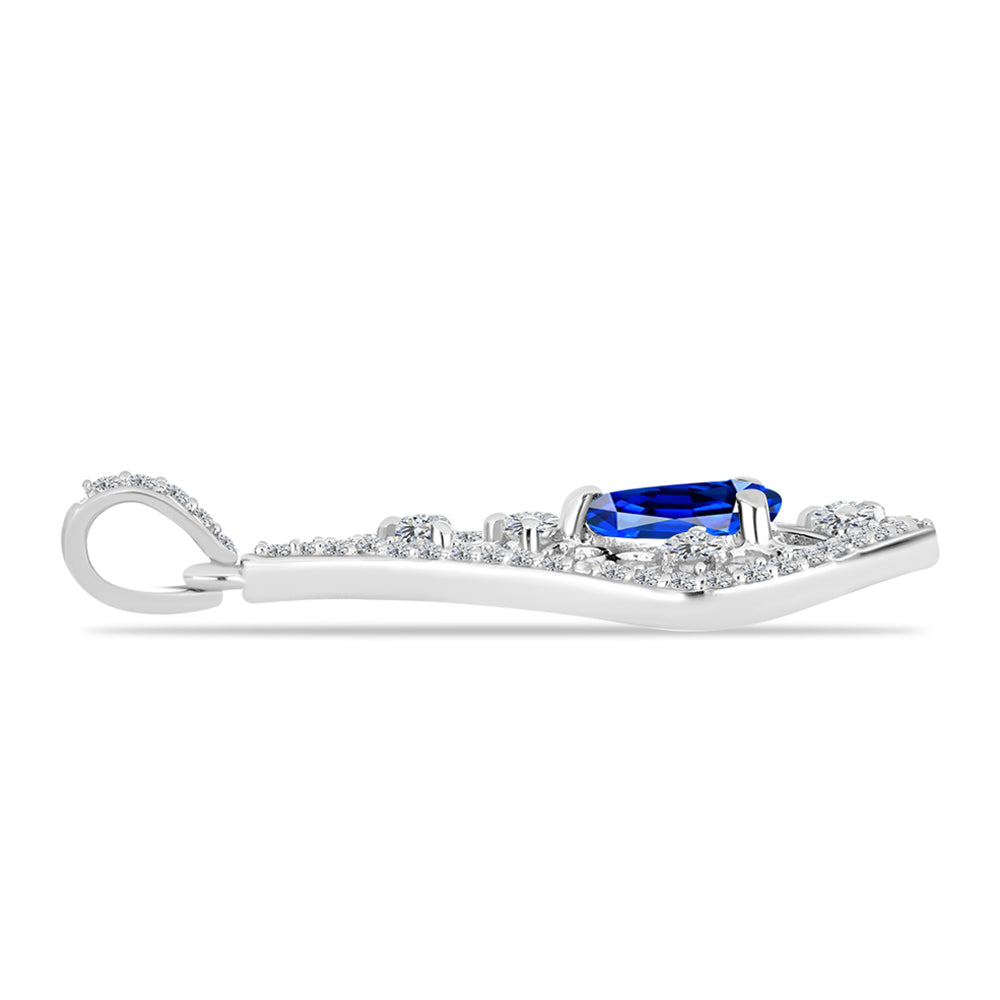 Colgante de Plata con Zafiro Azul Australiano y Topacio Blanco 2 