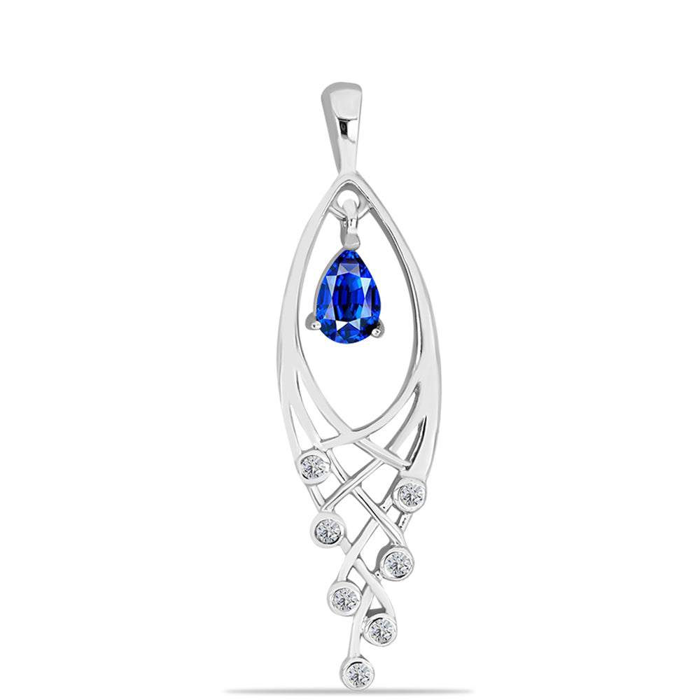 Colgante de Plata con Zafiro Azul Australiano y Topacio Blanco 1 