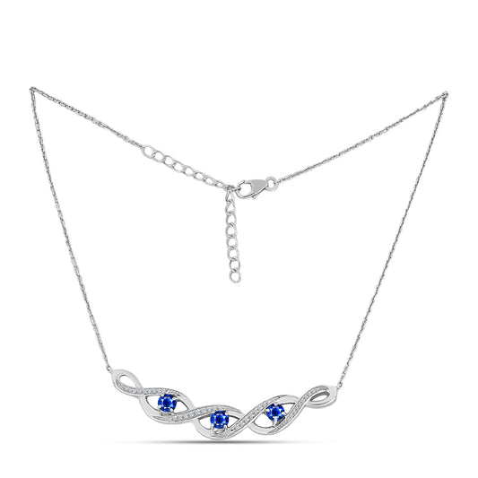 Collar de Plata con Zafiro Azul Australiano y Topacio Blanco