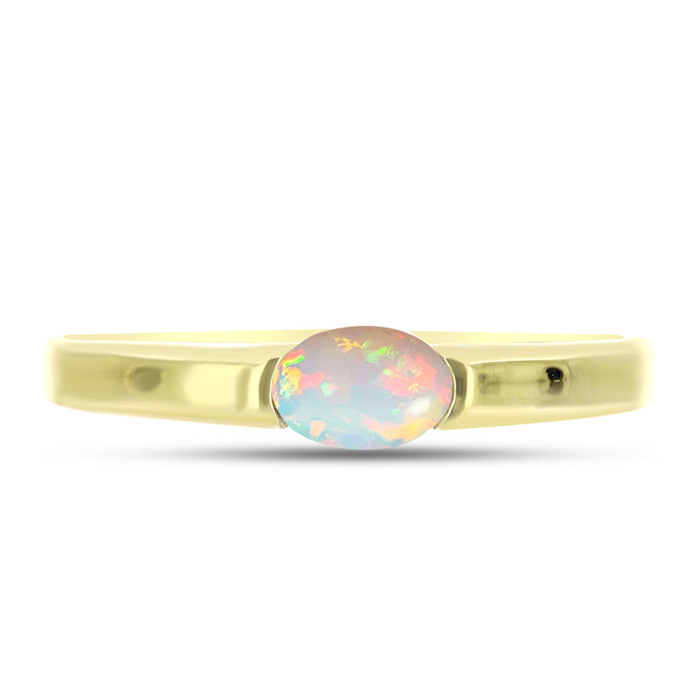 Anillo de Plata Bañada en Oro con Ópalo Welo