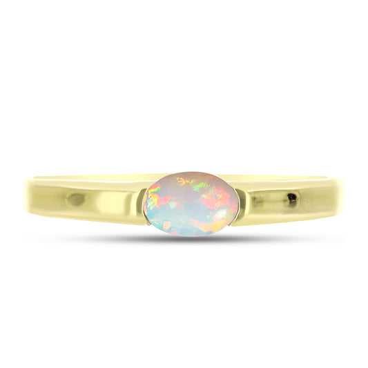 Anillo de Plata Bañada en Oro con Ópalo Welo