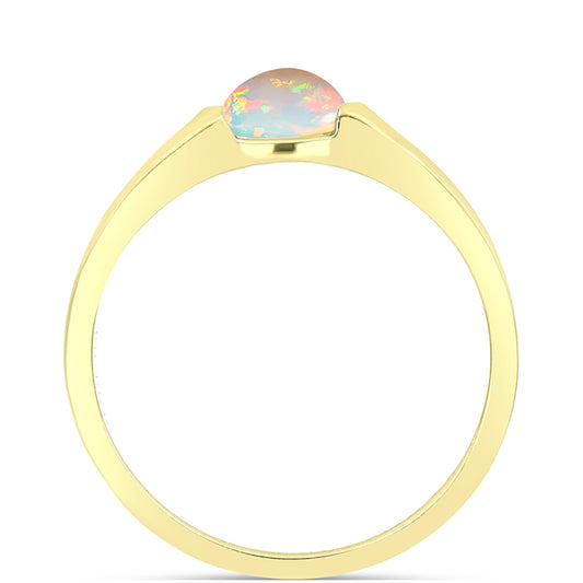 Anillo de Plata Bañada en Oro con Ópalo Welo