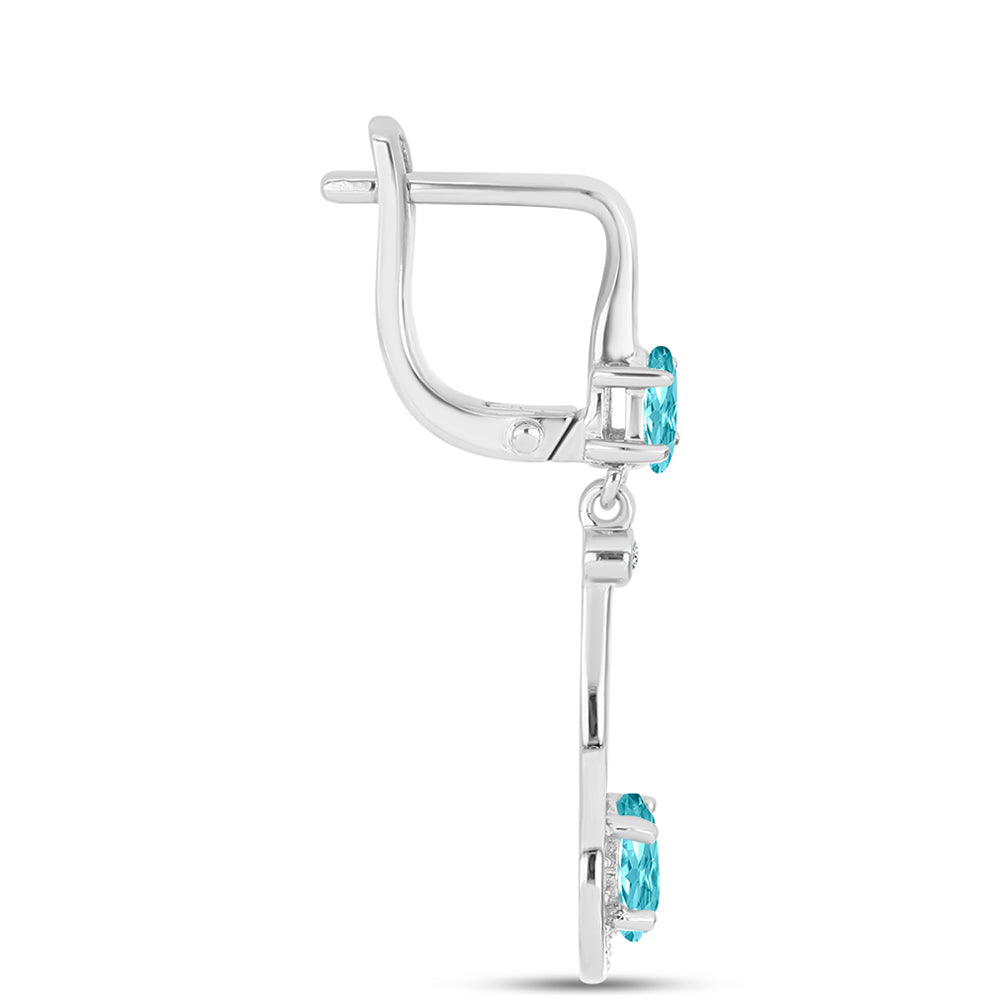 Pendientes de Plata con Cuarzo Paraiba y Topacio Blanco 2 