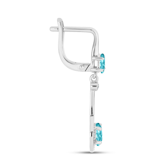 Pendientes de Plata con Cuarzo Paraiba y Topacio Blanco