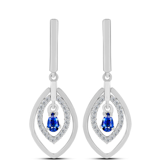 Pendientes de Plata con Zafiro Azul Australiano y Topacio Blanco