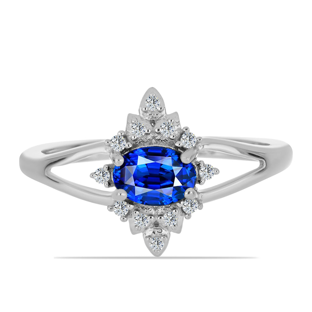 Anillo de Plata con Zafiro Azul Australiano y Topacio Blanco