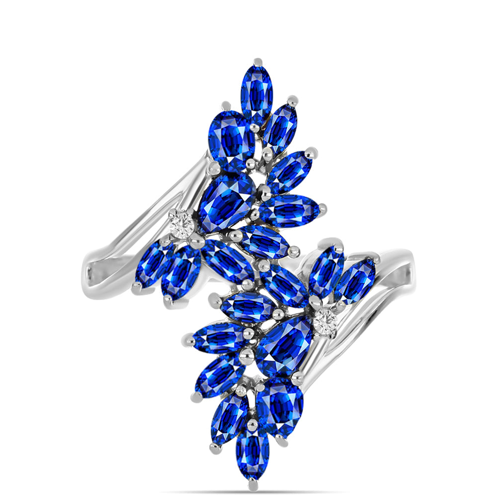 Anillo de Plata con Zafiro Azul Australiano y Topacio Blanco 1 