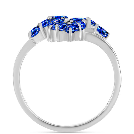 Anillo de Plata con Zafiro Azul Australiano y Topacio Blanco