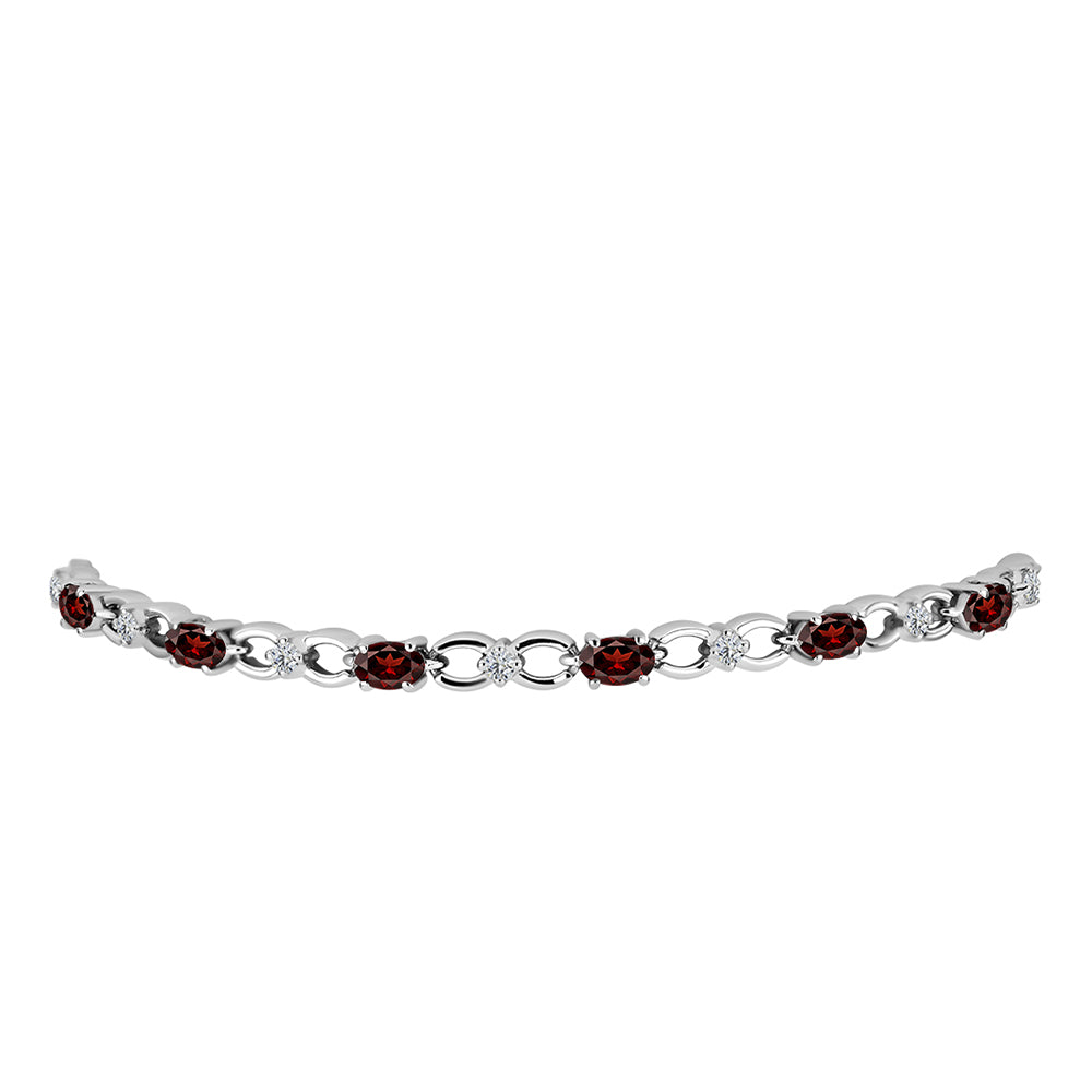 Pulsera de Plata con Granate Barton y Topacio Blanco