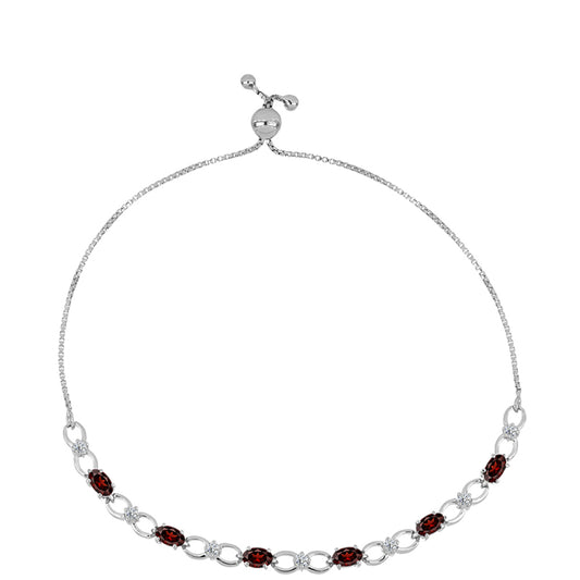 Pulsera de Plata con Granate Barton y Topacio Blanco