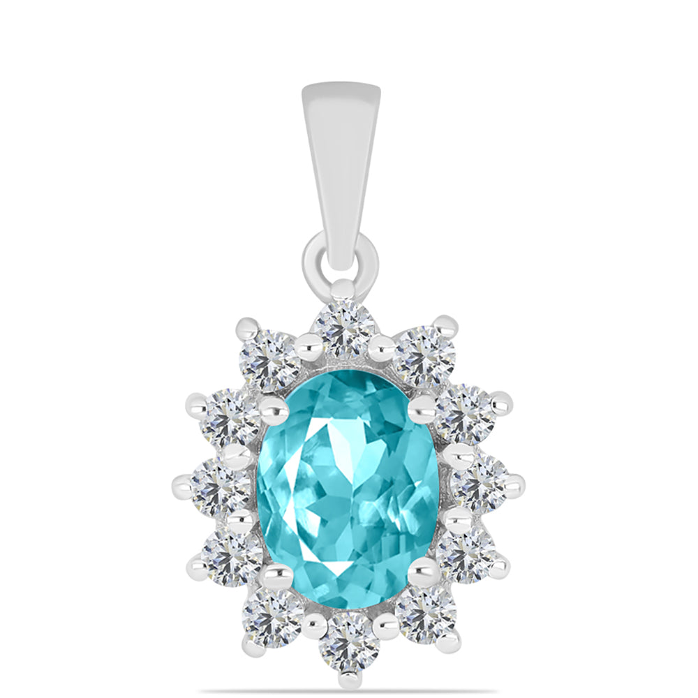 Colgante de Plata con Cuarzo Paraiba y Topacio Blanco