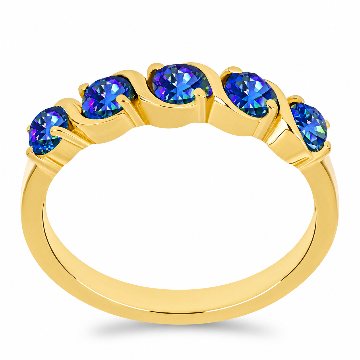 Anillo de Plata Bañada en Oro con Topacio Místico