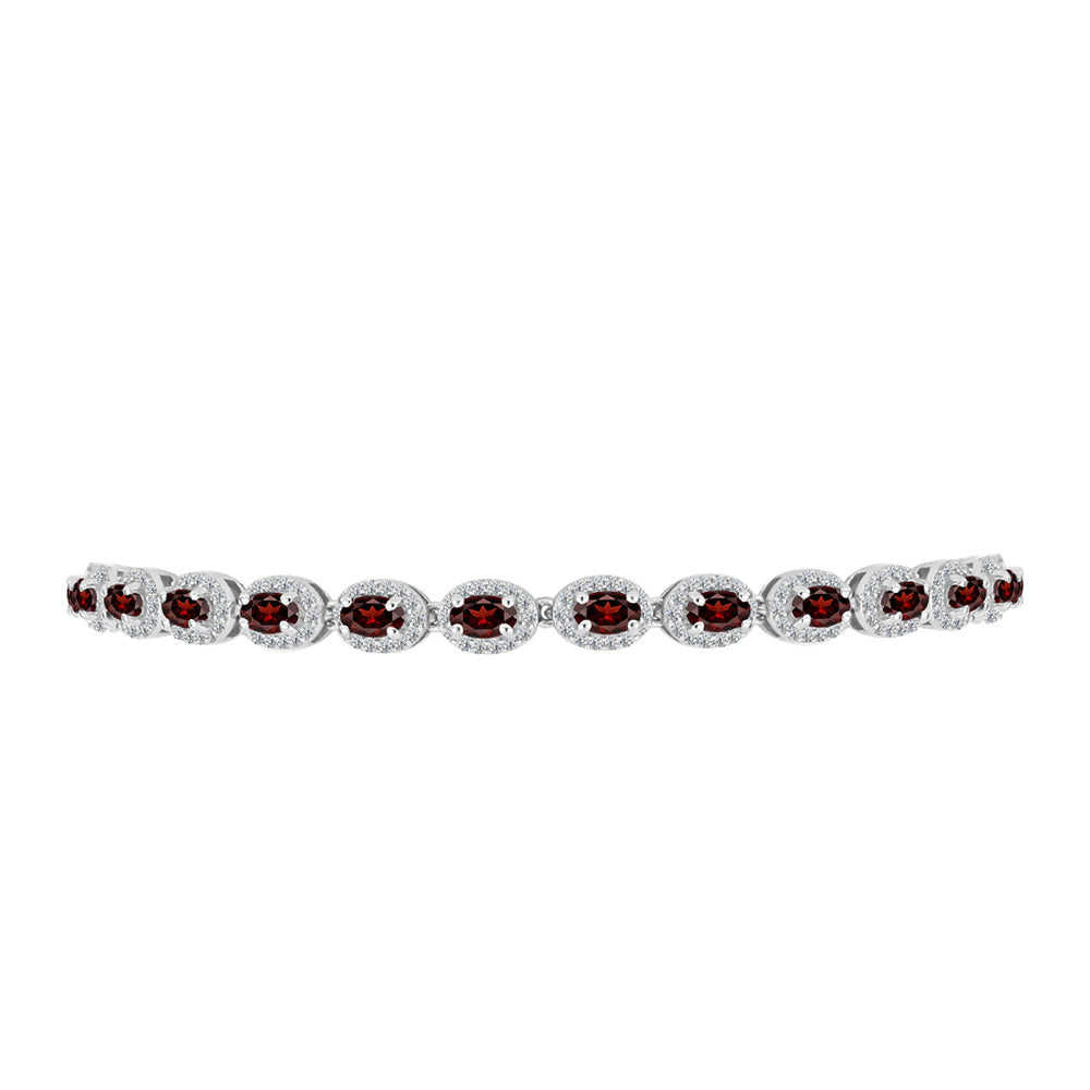 Pulsera de Plata con Granate Barton y Topacio Blanco