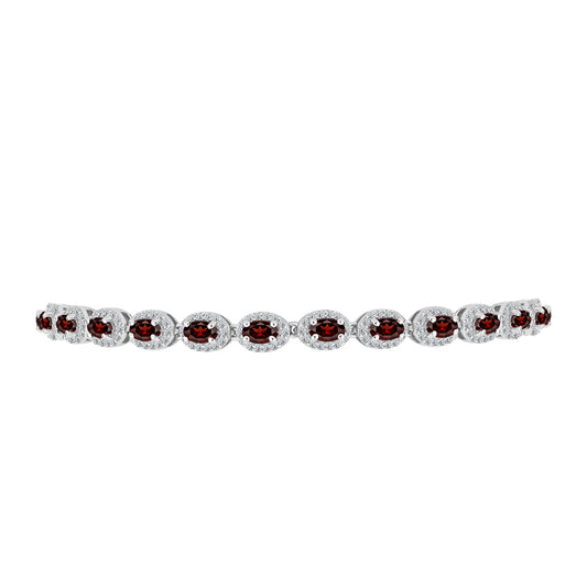 Pulsera de Plata con Granate Barton y Topacio Blanco