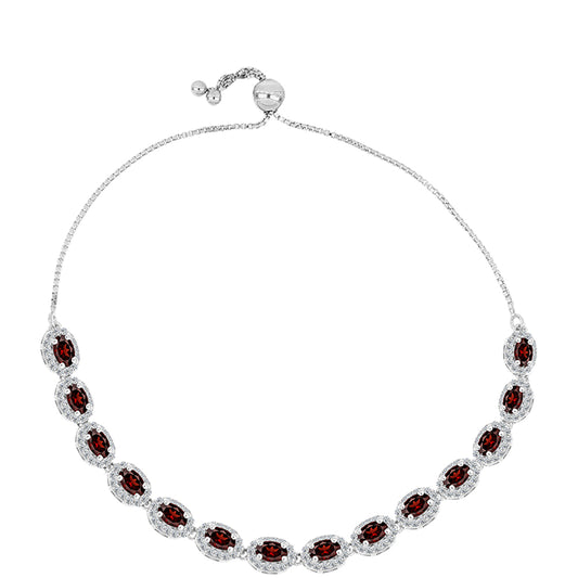 Pulsera de Plata con Granate Barton y Topacio Blanco