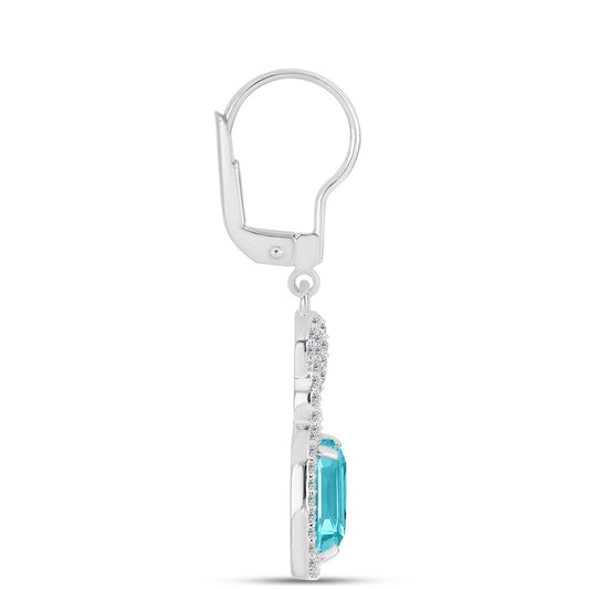 Pendientes de Plata con Cuarzo Paraiba y Topacio Blanco