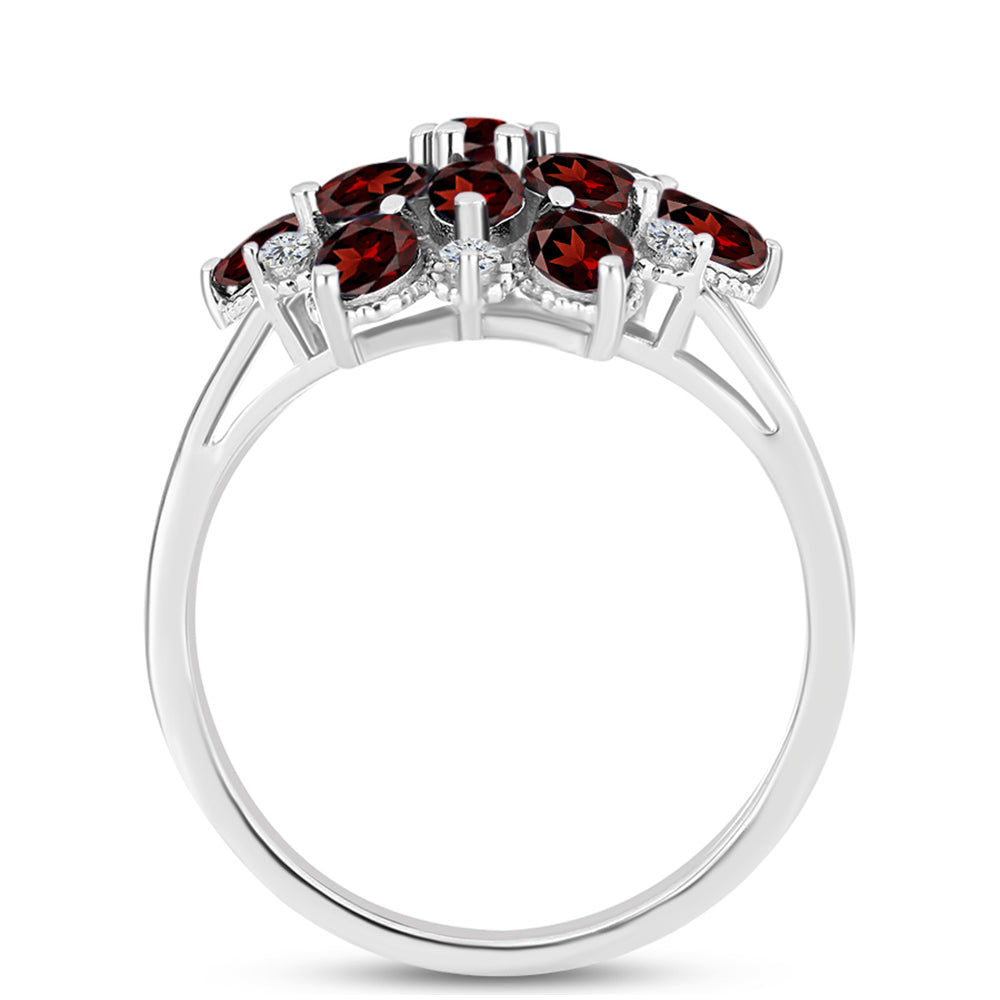 Anillo de Plata con Granate Barton y Topacio Blanco