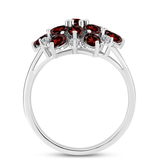 Anillo de Plata con Granate Barton y Topacio Blanco