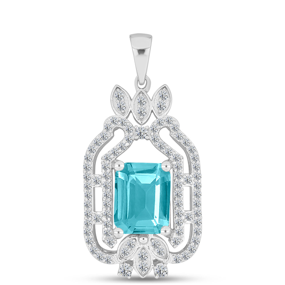 Colgante de Plata con Cuarzo Paraiba y Topacio Blanco 1 