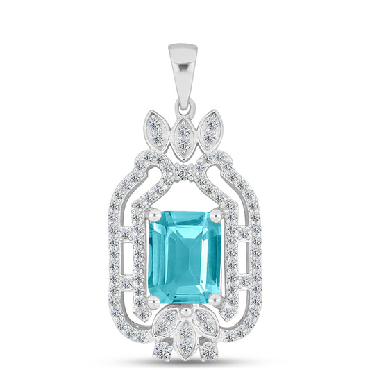 Colgante de Plata con Cuarzo Paraiba y Topacio Blanco