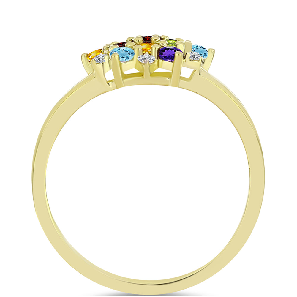 Anillo de Plata Bañada en Oro con Granate Barton y Amatista de Marruecos 2 