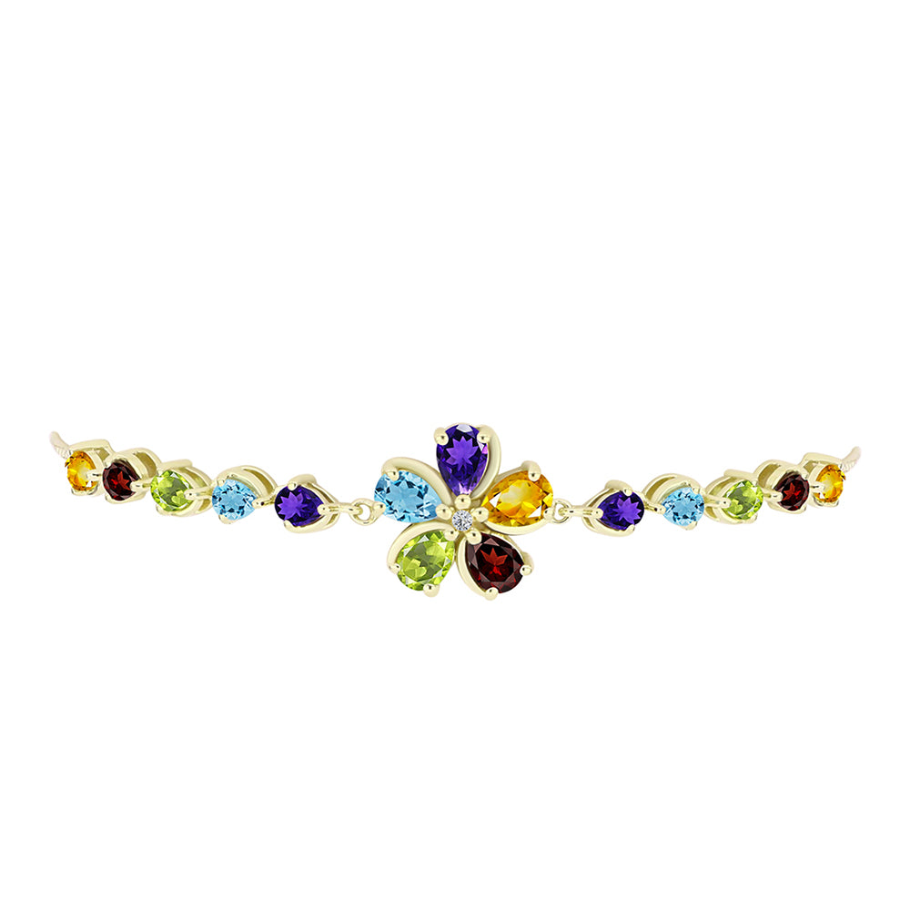Pulsera de Plata Bañada en Oro con Granate Barton y Amatista de Marruecos