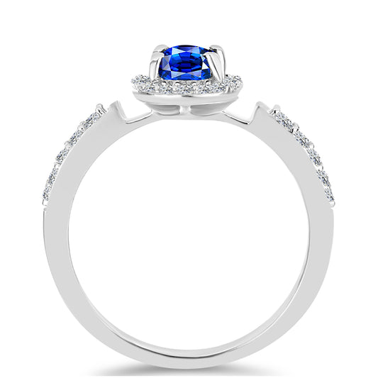 Anillo de Plata con Zafiro Azul Australiano y Topacio Blanco