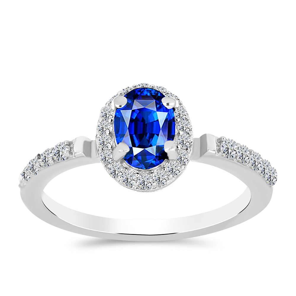 Anillo de Plata con Zafiro Azul Australiano y Topacio Blanco 3 
