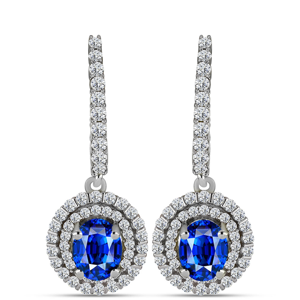 Pendientes de Plata con Zafiro Azul Australiano y Topacio Blanco 1 