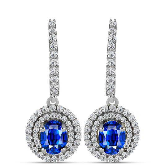 Pendientes de Plata con Zafiro Azul Australiano y Topacio Blanco