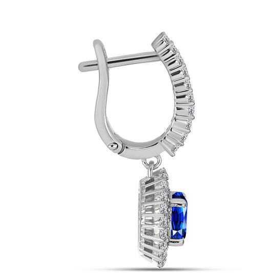 Pendientes de Plata con Zafiro Azul Australiano y Topacio Blanco