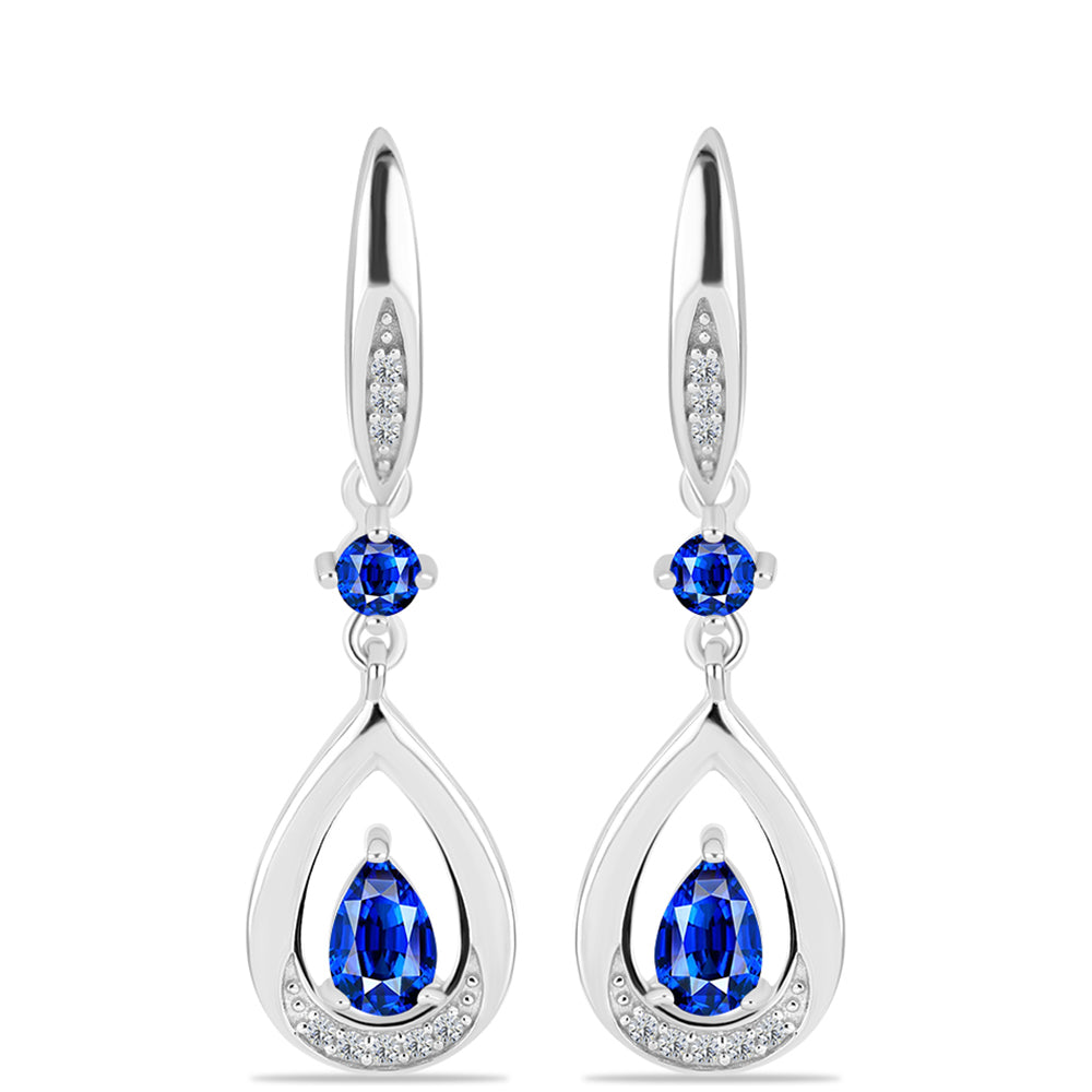 Pendientes de Plata con Zafiro Azul Australiano y Topacio Blanco