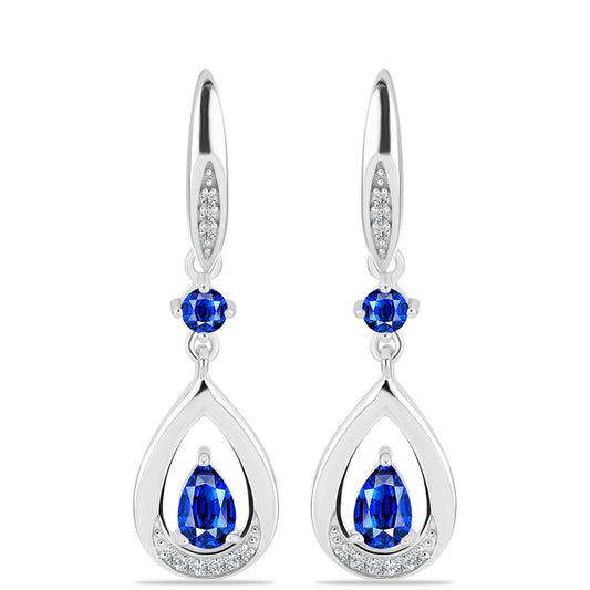 Pendientes de Plata con Zafiro Azul Australiano y Topacio Blanco