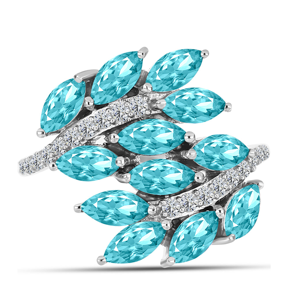 Anillo de Plata con Cuarzo Paraiba y Topacio Blanco 1 
