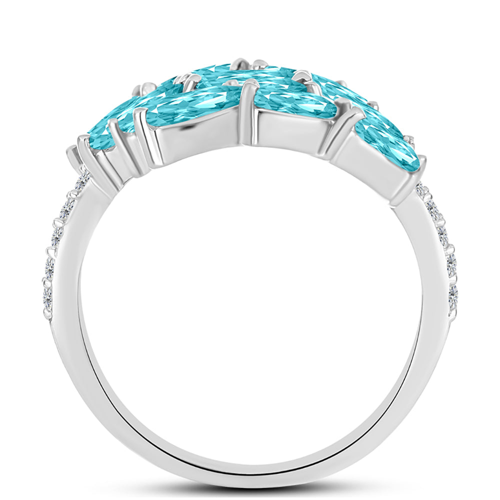 Anillo de Plata con Cuarzo Paraiba y Topacio Blanco