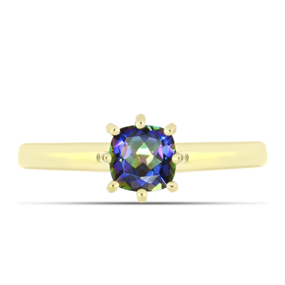 Anillo de Plata Bañada en Oro con Topacio Místico