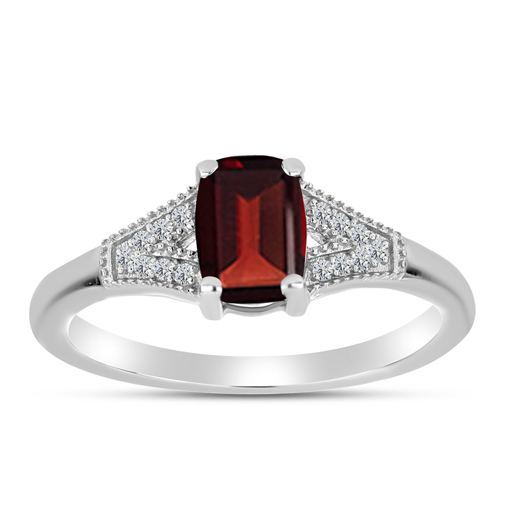 Anillo de Plata con Granate Barton y Topacio Blanco