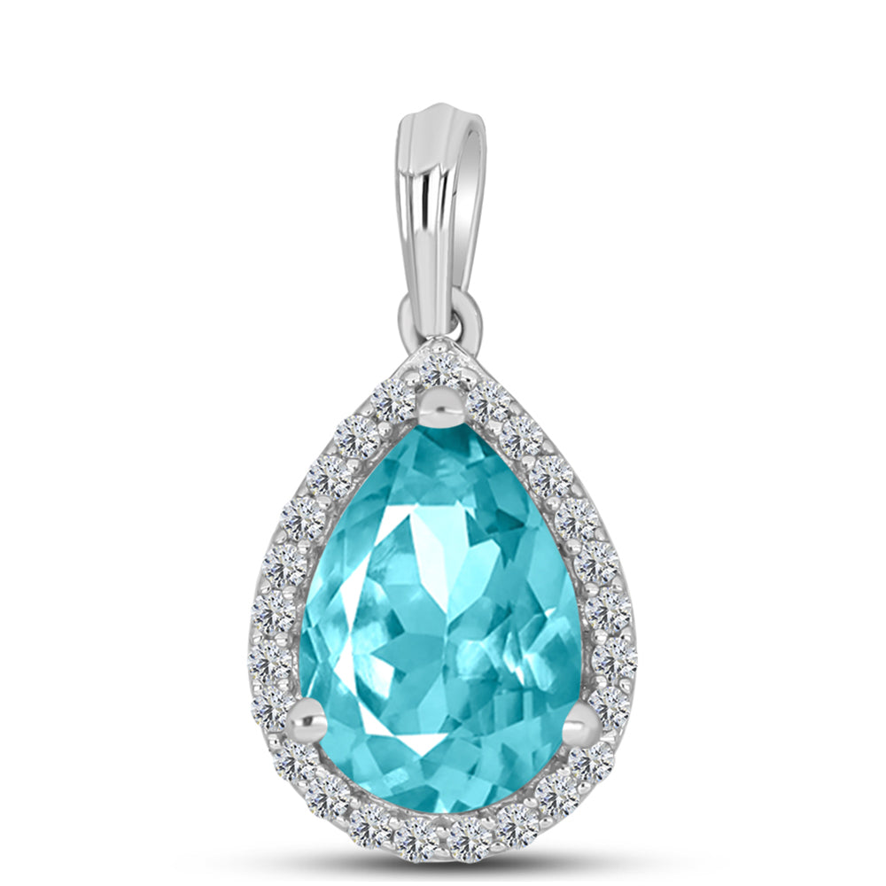 Colgante de Plata con Cuarzo Paraiba y Topacio Blanco 1 