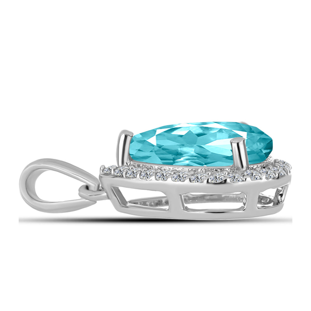 Colgante de Plata con Cuarzo Paraiba y Topacio Blanco 2 