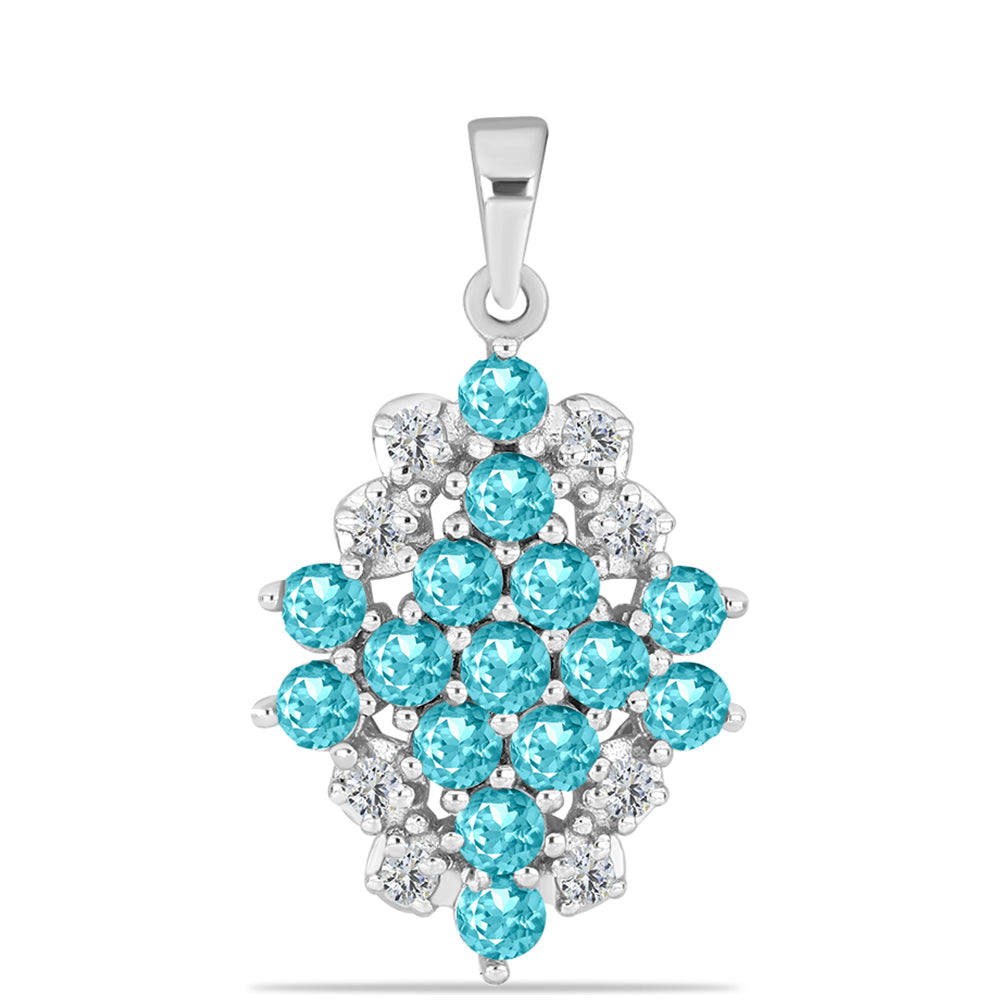 Colgante de Plata con Cuarzo Paraiba y Topacio Blanco 1 