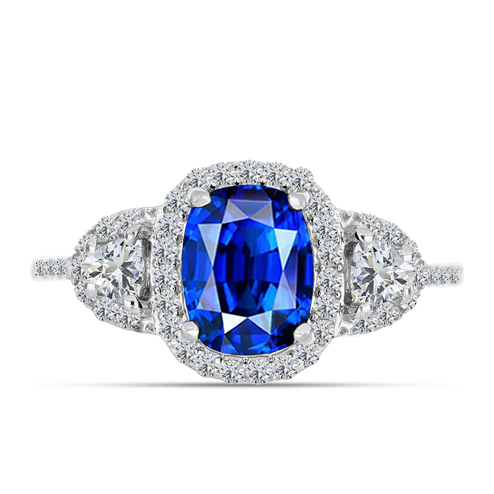 Anillo de Plata con Zafiro Azul Australiano y Topacio Blanco 1 