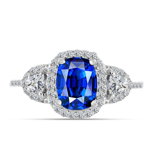 Anillo de Plata con Zafiro Azul Australiano y Topacio Blanco
