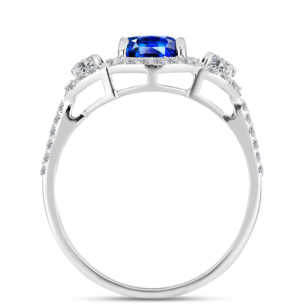 Anillo de Plata con Zafiro Azul Australiano y Topacio Blanco