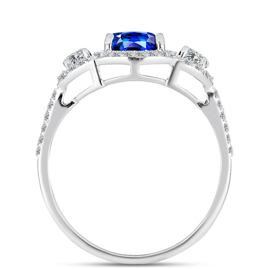 Anillo de Plata con Zafiro Azul Australiano y Topacio Blanco