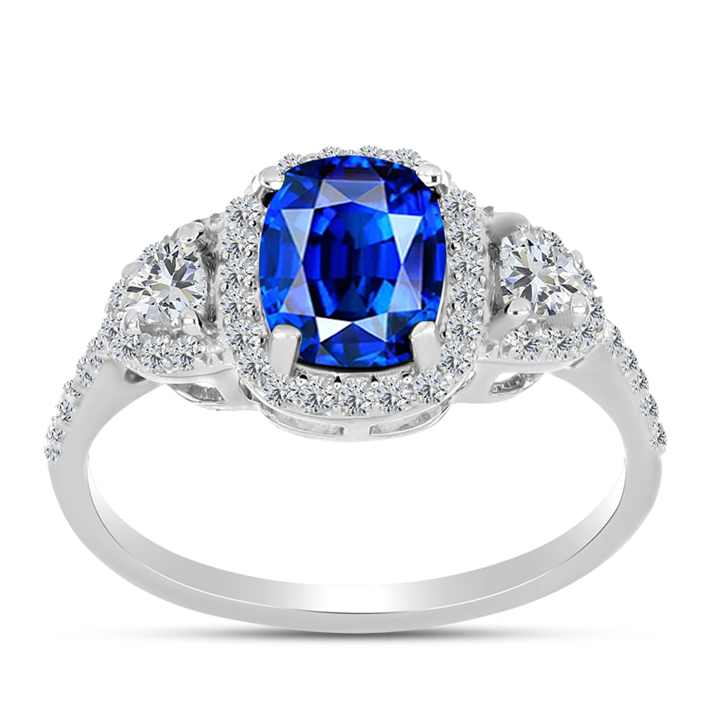 Anillo de Plata con Zafiro Azul Australiano y Topacio Blanco 3 