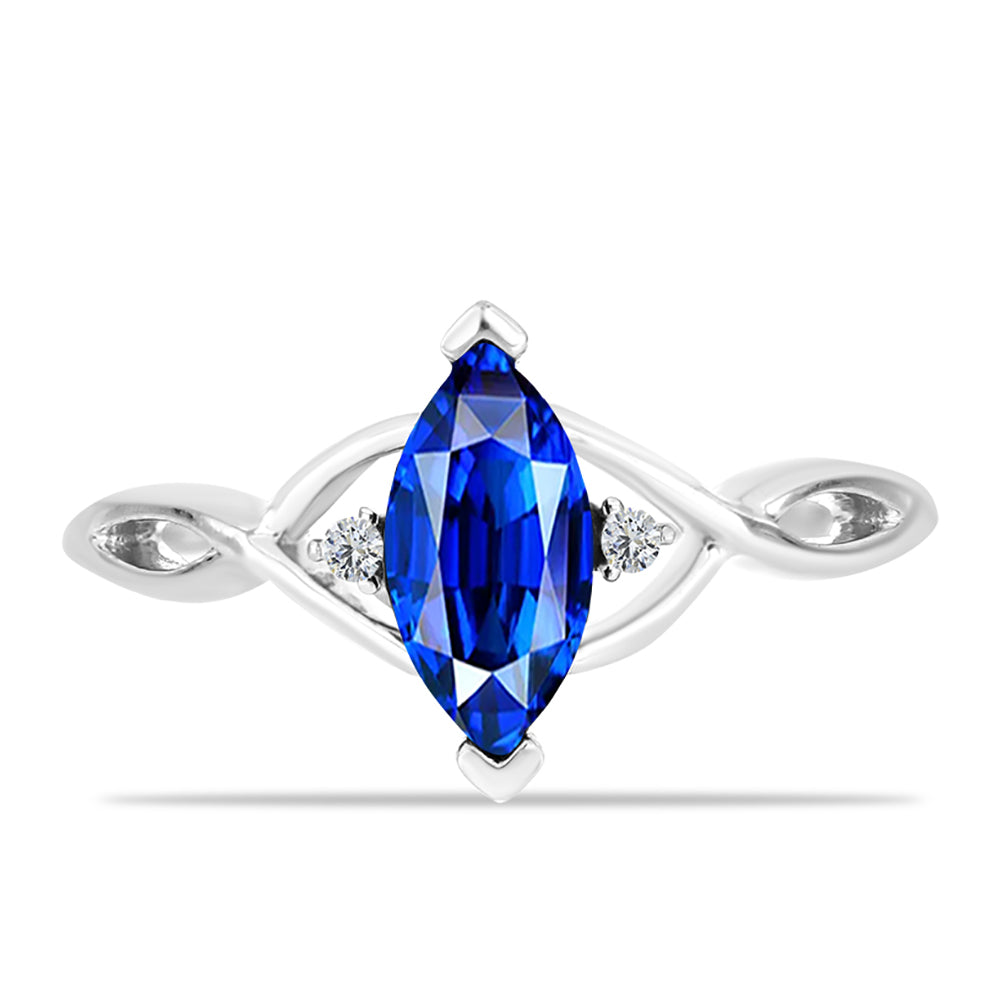 Anillo de Plata con Zafiro Azul Australiano y Topacio Blanco