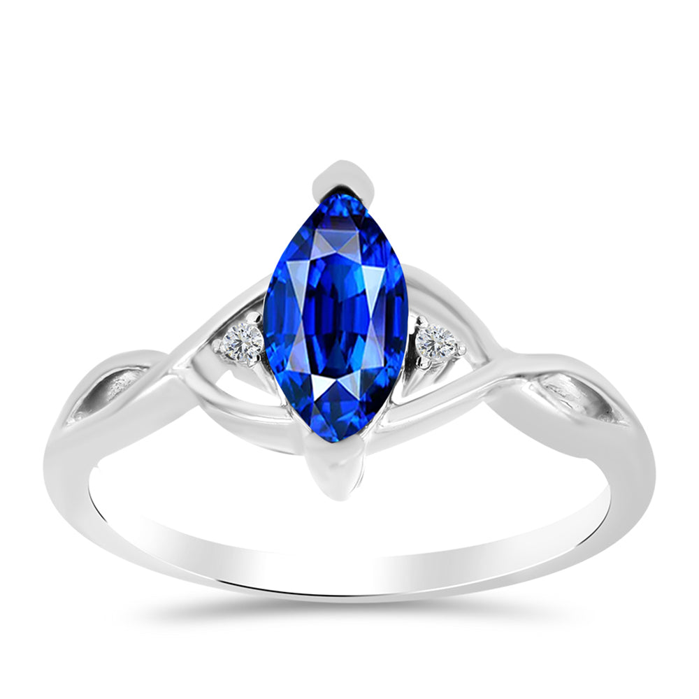 Anillo de Plata con Zafiro Azul Australiano y Topacio Blanco 3 