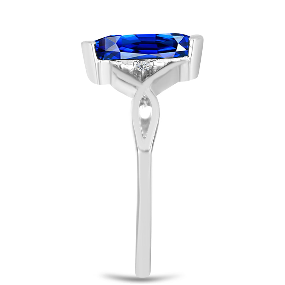 Anillo de Plata con Zafiro Azul Australiano y Topacio Blanco 4 