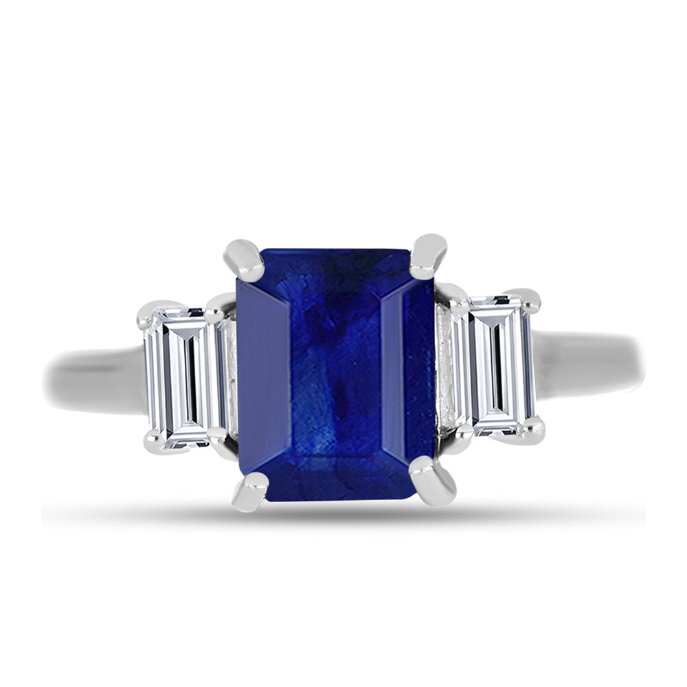 Anillo de Plata con Zafiro Azul Australiano y Topacio Blanco