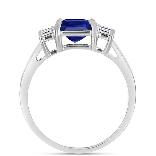Anillo de Plata con Zafiro Azul Australiano y Topacio Blanco